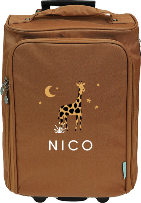 Personalisierter Trolley mit Giraffe, Nachthimmel und Namen