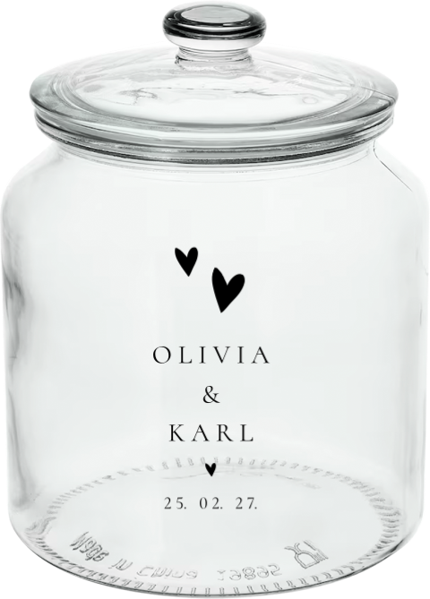 Personalisierter Bonbonglas für Hochzeit mit Gravur und Datum
