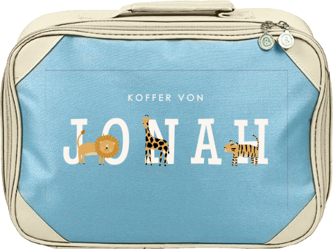 Reisekoffer für Kinder mit Namen und Dschungel-Tieren