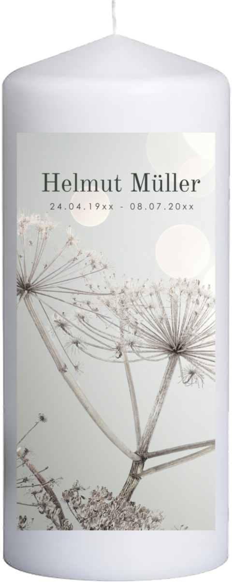 Trauerkerze mit Doldenmotiv – zartes Fotodesign