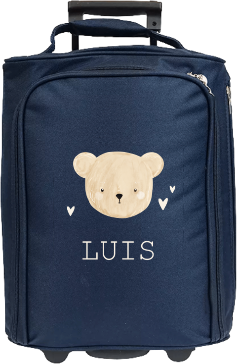 Trolley zum selbst bedrucken mit Namen und Teddykopf