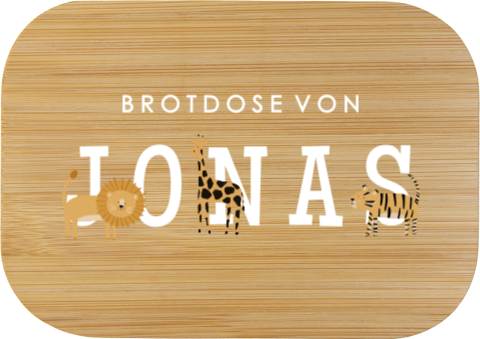 Edelstahl-Brotdose mit Name und Dschungeltieren