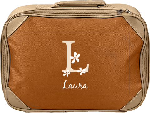 Stilvoller Kinderkoffer mit Initialien und Blumen