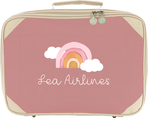 Kinderkoffer mit Namen und Regenbogen