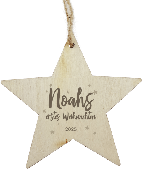 Holzanhänger Weihnachten in Sternform Erstes Weihnachten mit Sternen