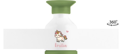 Dopper MINI mit Namen und Kawaii-Einhorn