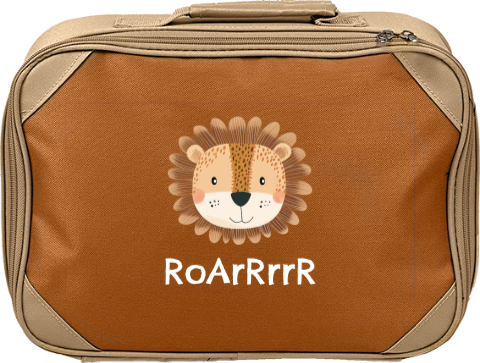 Personalisierter Kinderkoffer mit Namen und Löwenkopf