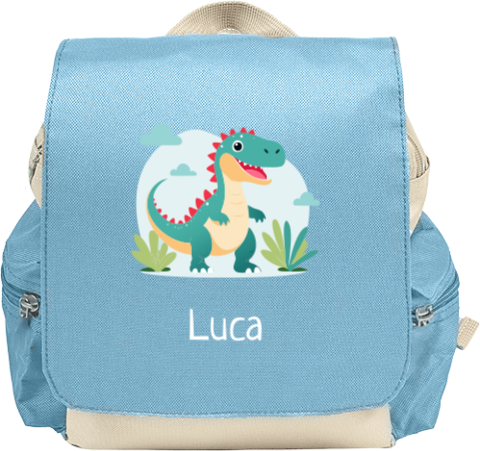 Rucksack mit Name und Dino