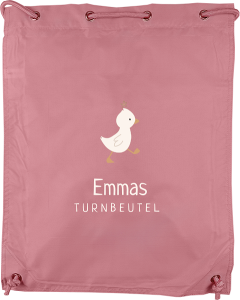 Turnbeutel mit Name und Ente
