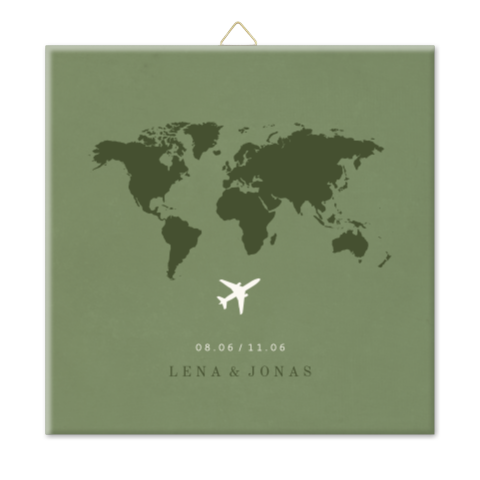 Hochzeitsfliese mit Weltkarte