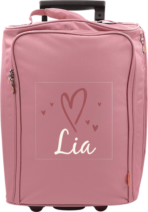 Personalisierter Trolley mit vielen Herzchen und Namen