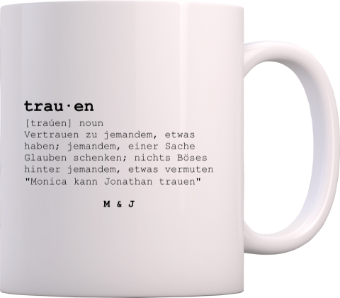 Personalisierbare Tasse als Geschenk zur Hochzeit