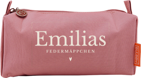 Federmäppchen mit kleinem Herz Motiv und Namen