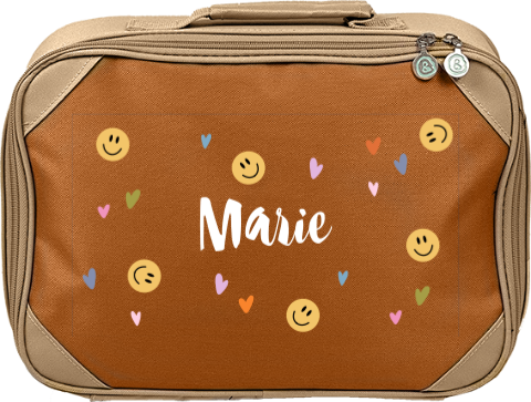 Kinderkoffer mit Smileys, Herzchen und Namen