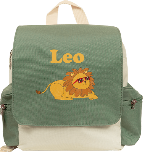 Rucksack mit Name und Löwe