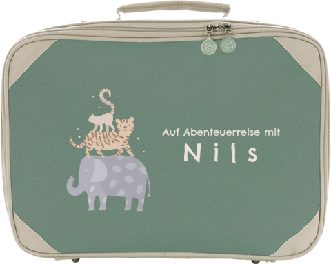 Abenteuerlicher Reisekoffer für Kinder mit Dschungel-Tieren