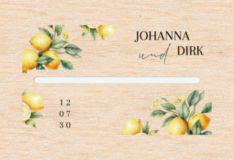  Kartenbox Hochzeit mit Zitronen und Blättern