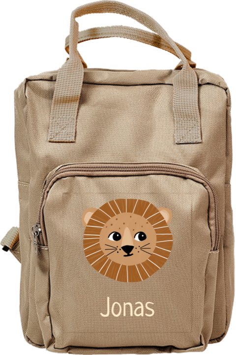 Personalisierbarer Rucksack mit Namen und Löwen