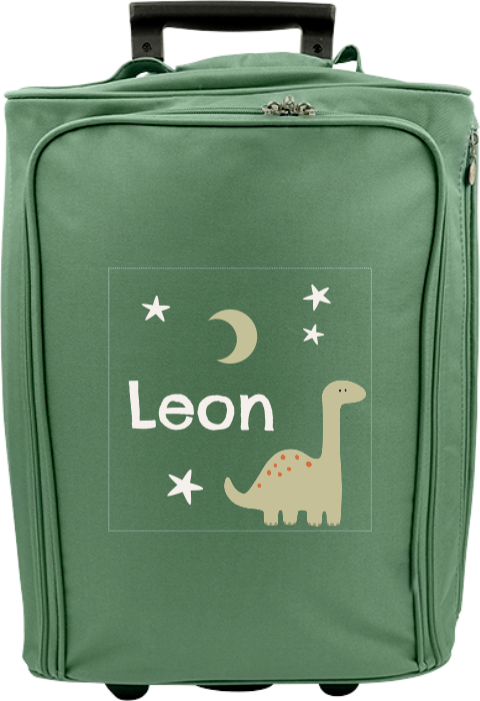 Personalisierter Trolley mit Namen, Dino und Nachthimmel