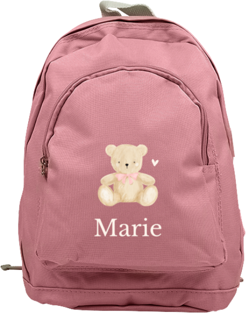 Niedlicher Kinderrucksack mit Namen und Teddybär