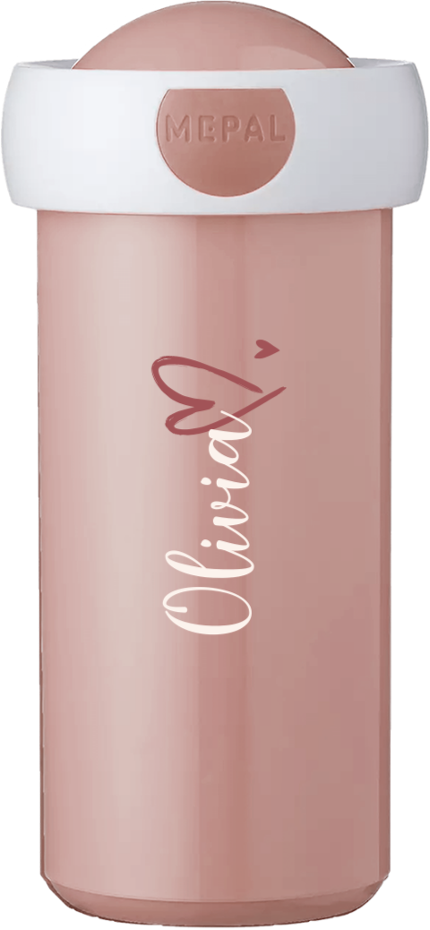 Personalisierte Mepal Campus Trinkflasche mit Namen und Herzen