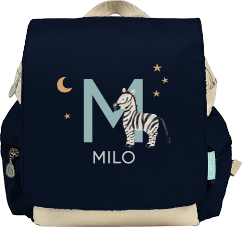 Stylischer Rucksack Adventure mit Initialen, Name und Zebra