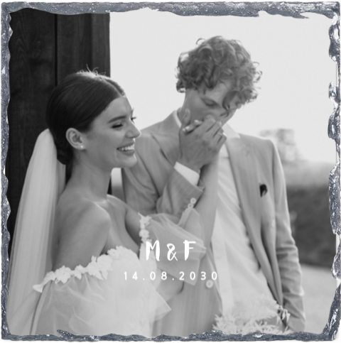 Schieferfliese zur Hochzeit mit großem Foto