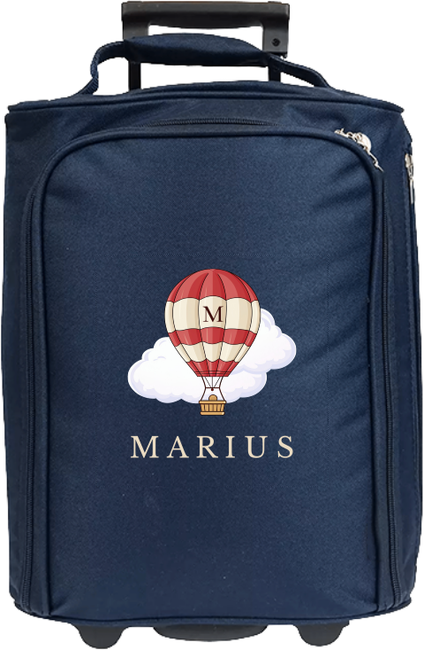 Schlichter Kindertrolley mit Namen, Heißluftballon und Wolken