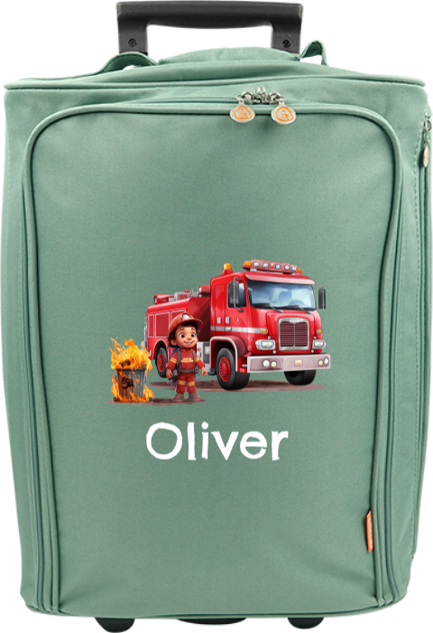 Personalisierter Kindertrolley mit Namen und Feuerwehrmann