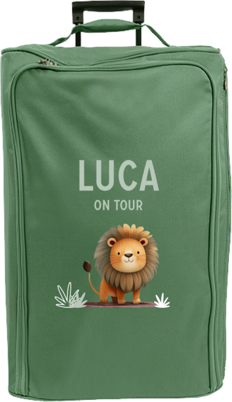 Reisetrolley mit Namen und Löwe