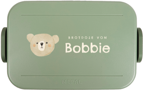 Mepal To Go Brotdose mit Namen und Bärengesicht