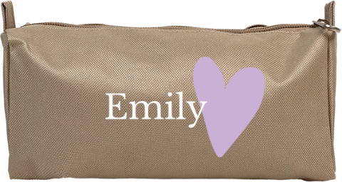 Bedruckte Federtasche mit Herz Motiv und Namen