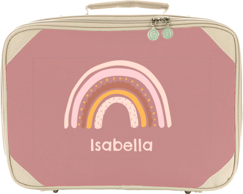 Stilvoller Kinderkoffer mit Namen und Regenbogen