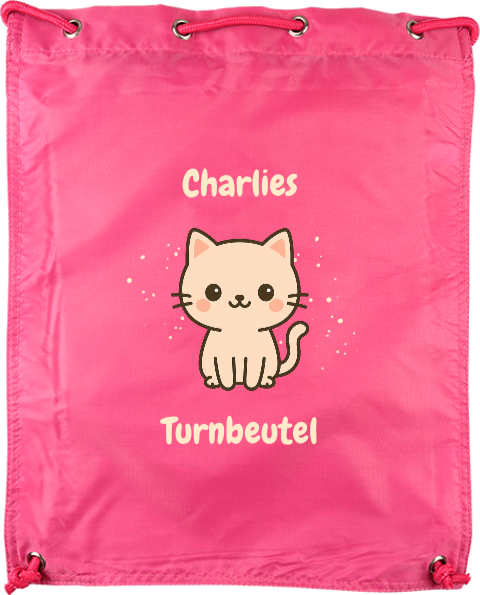 Sportbeutel mit Namen und Kawaii-Kätzchen
