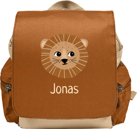 Rucksack Adventure mit süßem Löwen und Namen