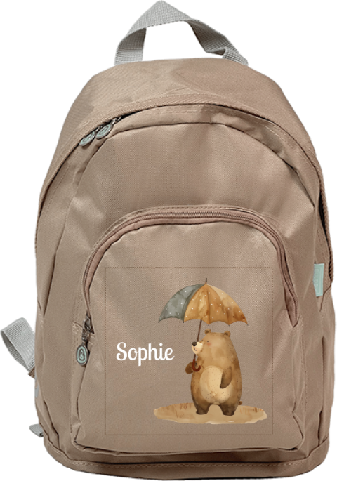 Niedliche Kinderschultasche mit Bären und Namen