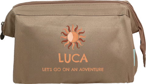 Schlichte Kulturtasche mit Namen und Sonne