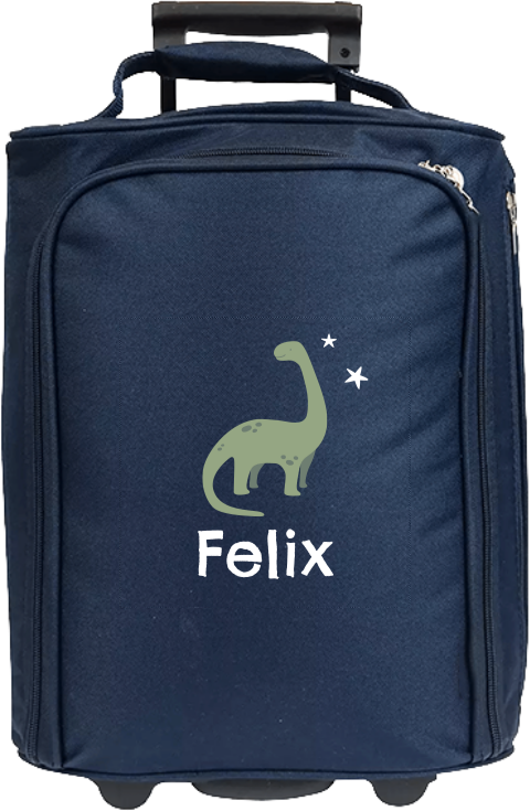 Schlichter Kindertrolley mit Namen, Dino und Sternen