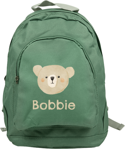 Coole Kindertasche mit Namen und Bärengesicht