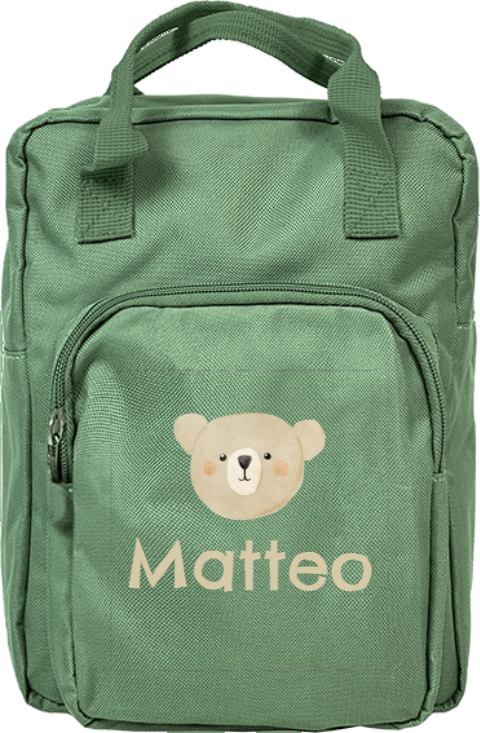 Niedlicher Rucksack mit Bärengesicht und Namen