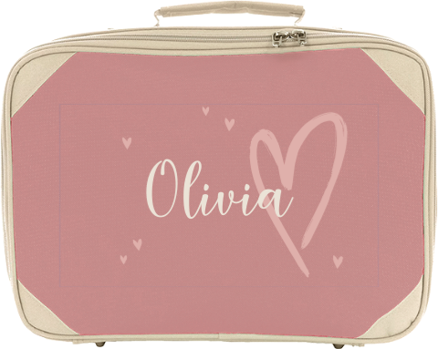 Kinderkoffer mit Namen und süßem Herz Motiv