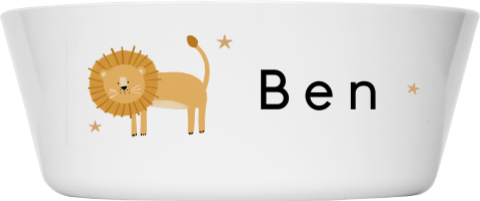Kinderschale mit Namen des Kindes und Löwen Motiv