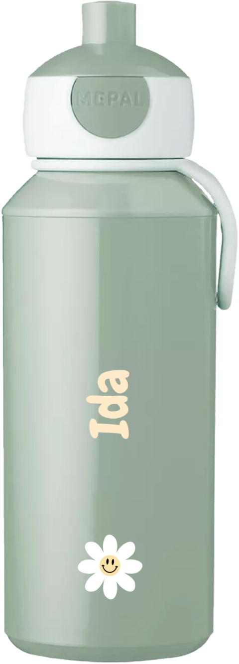 Mepal Pop-up Trinkflasche mit Name und fröhliche Blume
