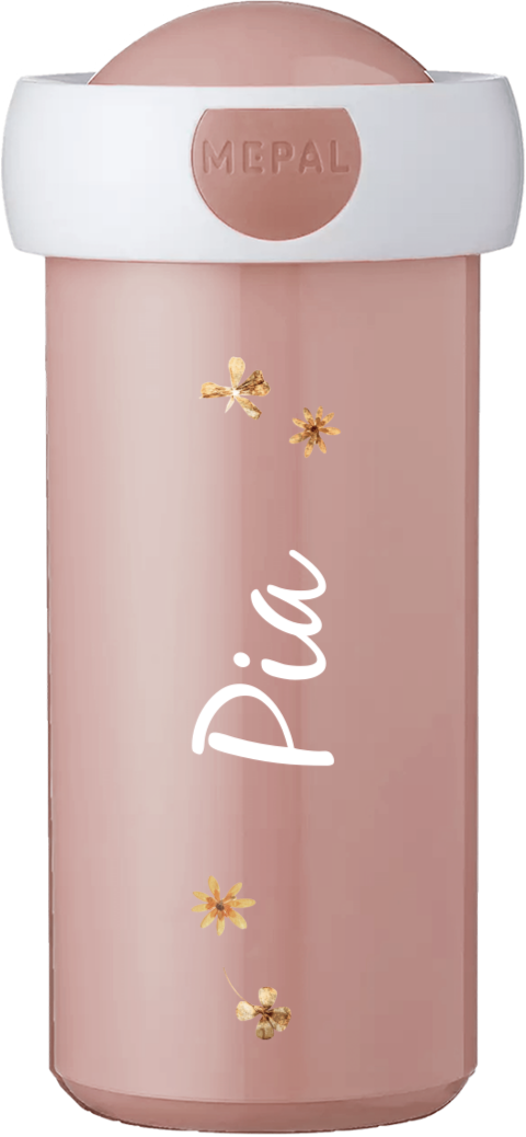 Personalisierte Mepal Campus Trinkflasche mit Namen und Trockenblumen
