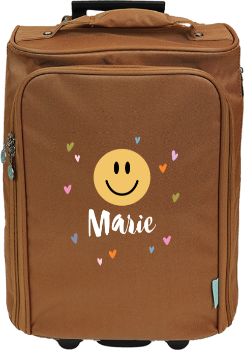 Personalisierter Trolley mit Smiley, Herzchen und Name