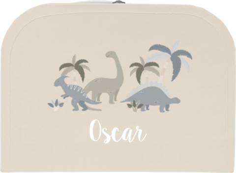 Spielkoffer mit Namen und Dino Motiv