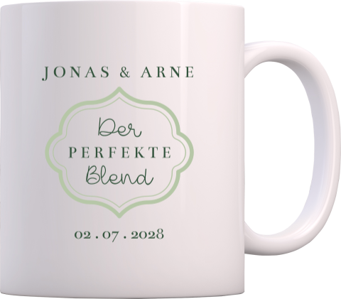 Tasse als Geschenk für Brautpaare "Der perfekte Blend"