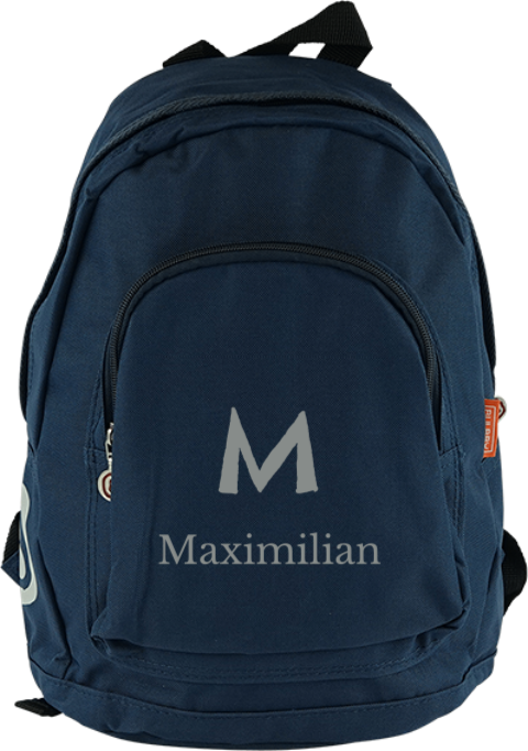 Schlichte Schultasche mit Namen und Initialen für Jungen