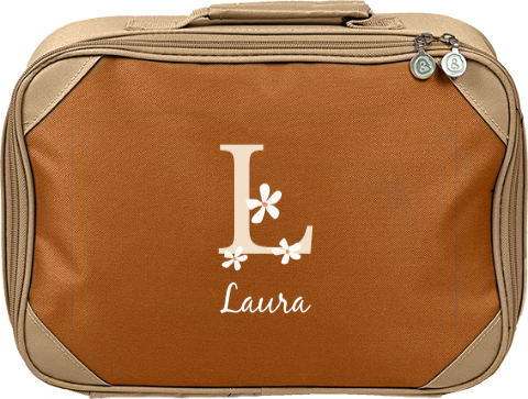 Stilvoller Kinderkoffer mit Initialien und Blumen