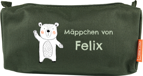 Personalierbare Federtasche mit Bären Motiv und Namen